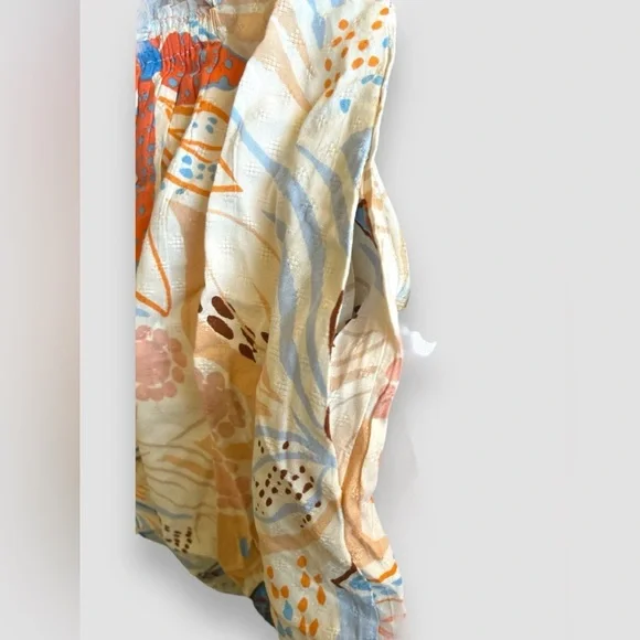 Band Of The Free Sky Blue Sand Floral Dress Size Small V-Neck & Puff Sleeve NWT - Picture 9 of 12